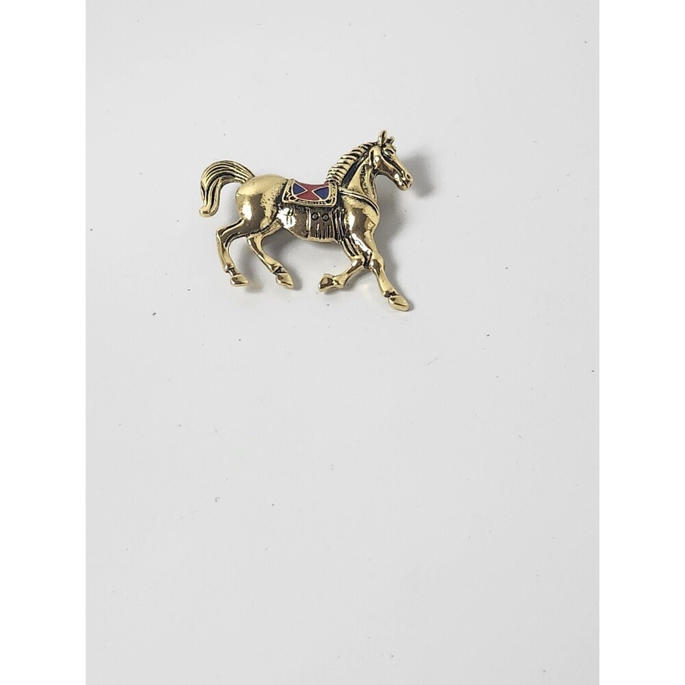 COSTUME FASHION JEWELRY-RED SADDLE HORSE BROOCH